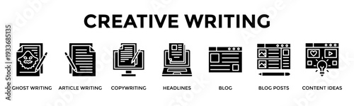 Creative Writing Banner Web Icon Vector Illustration Concept For Craft Compelling Stories And Messages For Brands