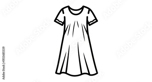 Simple Black White Dress Illustration.