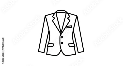 Simple Black Suit Jacket Illustration.
