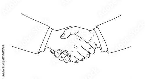 Two People Shaking Hands in Simple Line Art Style