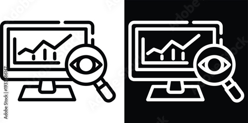 monitor Two-tone version in black and white background