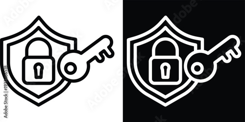 secure Two-tone version in black and white background