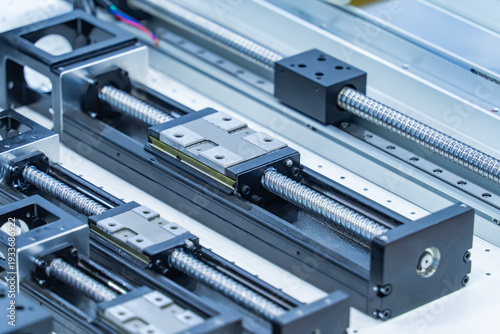 lead screw parts of the CNC machine. The hi-precision part of CNC machine manufacturing process.