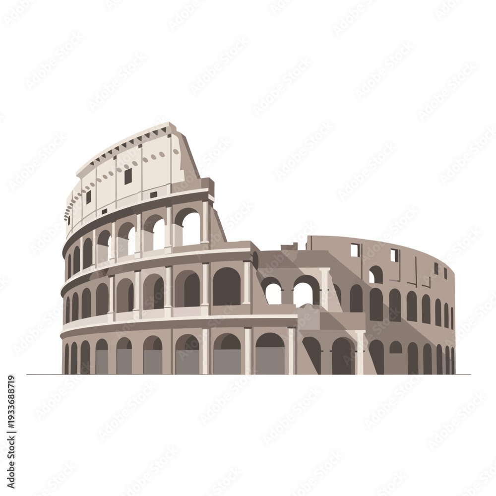 Naklejka premium Colosseum Rome Italy Ancient Roman Amphitheatre Landmark Architecture Illustration