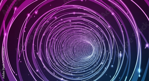 Abstract swirling vortex of light and particles.