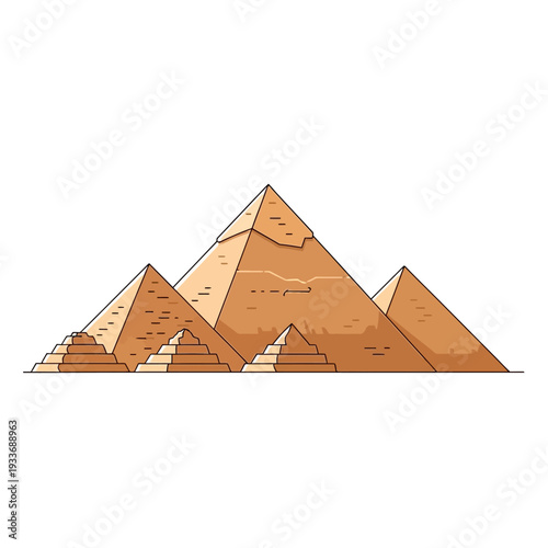Flat Design Egyptian Pyramids Vector Illustration