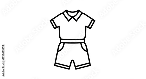 Simple Line Drawing of Playsuit Outfit.