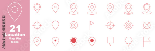 Location map pin icons set, Map marker pointer icon collection vector. Time, date and location editable stroke outline icons set. Address line icons and navigation outline icons set. isolated on white