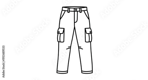 Simple Line Drawing of Cargo Pants.
