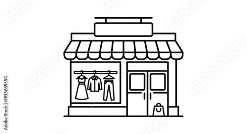 Simple Line Drawing of Clothing Store.