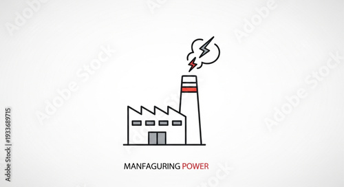 Simple Line Drawing of Factory.