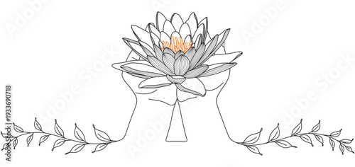 Lotus flower vector design on palm for Vesak day