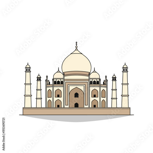 Taj Mahal Illustration - Iconic Indian Landmark Architecture