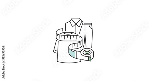 Simple Line Drawing of Shirt and Accessories.