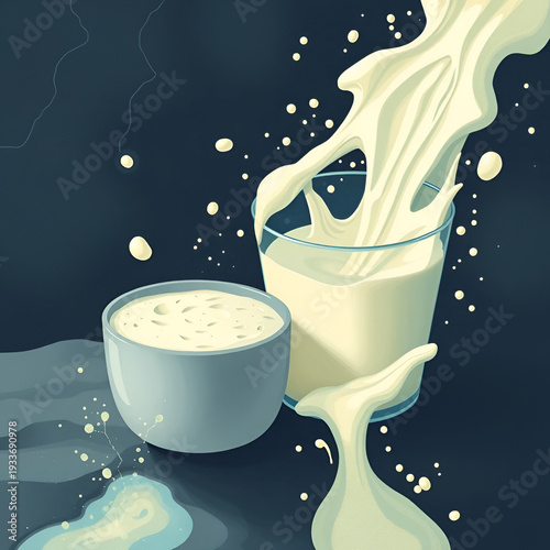 Separation of curd and whey . Stormfall. Illustration