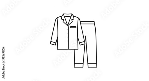 Simple Line Drawing Pajamas Illustration.