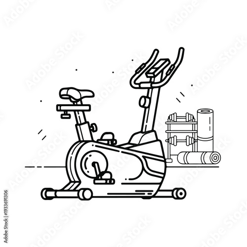 Exercise bike with fitness equipment