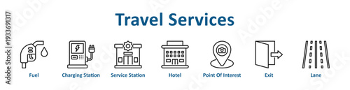 -Travel Services icon banner and collection