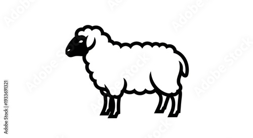 Simple Sheep Illustration Side View.
