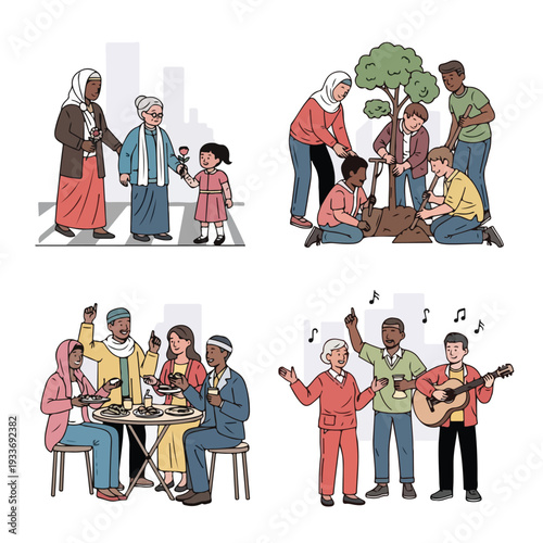 Diverse people socializing and having fun together