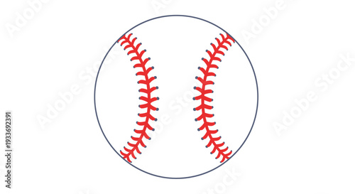 Classic Baseball Ball with Red Stitching, Isolated on White Background