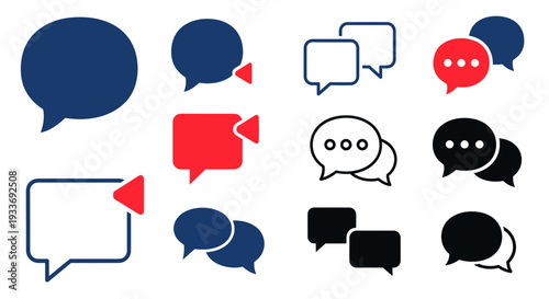 Speech Bubbles Icons Set: Chat, Message, Video Call, Social Media Communication