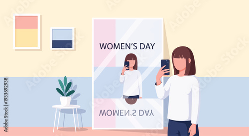 Womens Day Celebration with Empowered Woman Taking Selfie