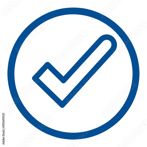 Blue Outline Check Mark in Circle UI Icon for App UI