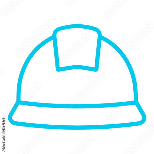 Blue Outline Construction Hard Hat UI Icon for App UI