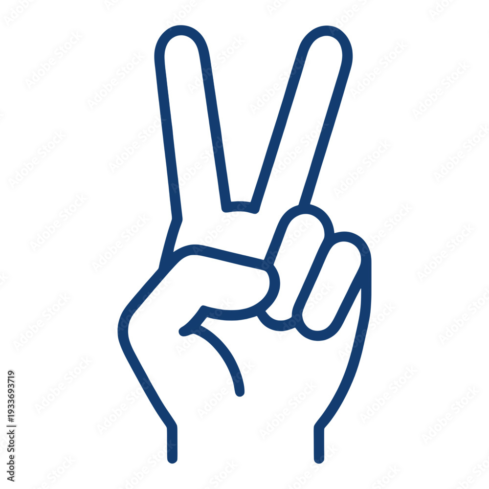 Fototapeta premium Blue Outline Peace Sign Hand Gesture UI Icon for App UI