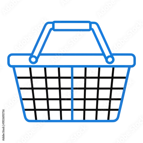 Blue Outline Shopping Basket UI Icon for App UI with Handle