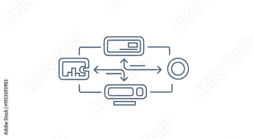 Network Diagram Illustrating Data Flow Between Devices.