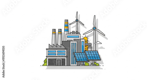 Sustainable Energy Factory with Turbines.