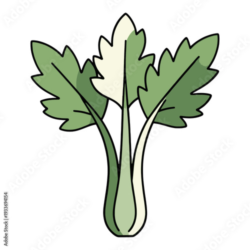 Filled Celery Leaf Vegetable Icon for App UI with Glossy Finish