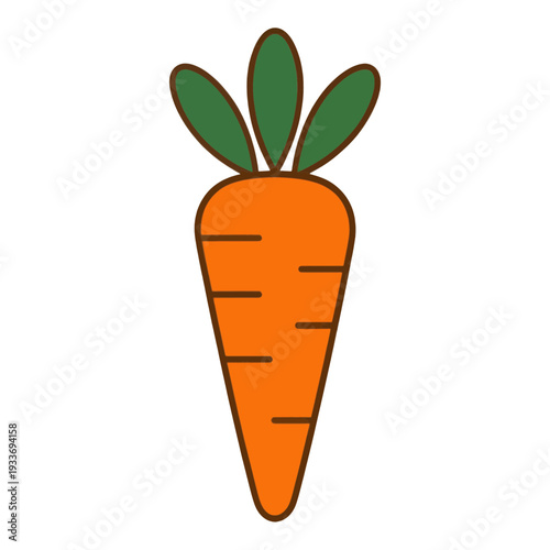 Filled Carrot with Green Tops Vector Icon for App UI