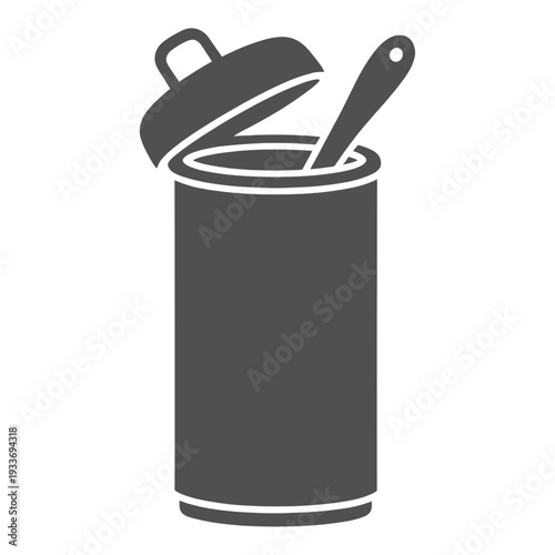 Filled Cooking Pot With Lid And Spoon Vector Icon for App UI