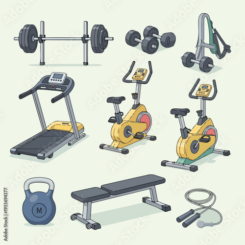 Collection of Exercise Equipment for Fitness