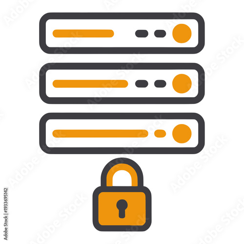Filled Server Rack With Lock Icon for Web Interface