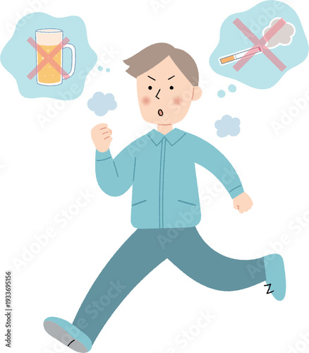 健康のためにジョギングをする若い男性