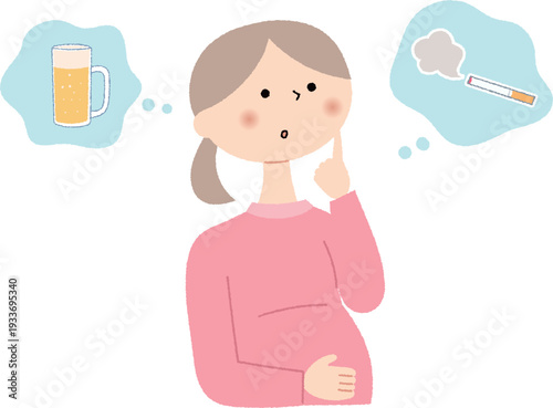 飲酒や喫煙について考える妊婦さん