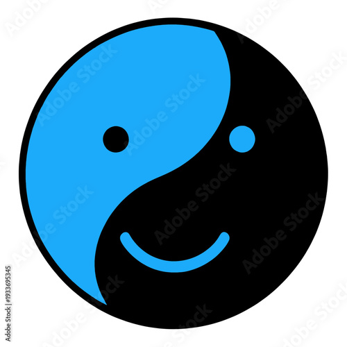 Filled Smiling Yin Yang Symbol UI Icon for App UI