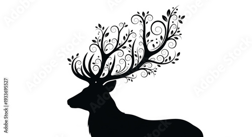 Stylized Deer Silhouette with Antlers.
