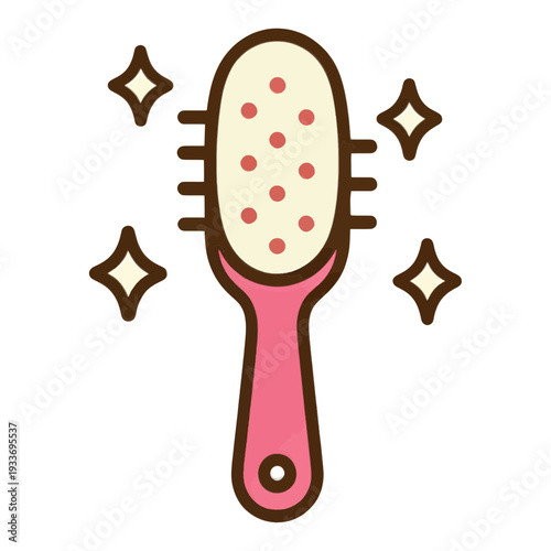 Hair Brush with Sparkles Flat Vector Icon for App UI