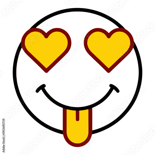 Heart Eyes Tongue Out Flat Vector Icon for App UI