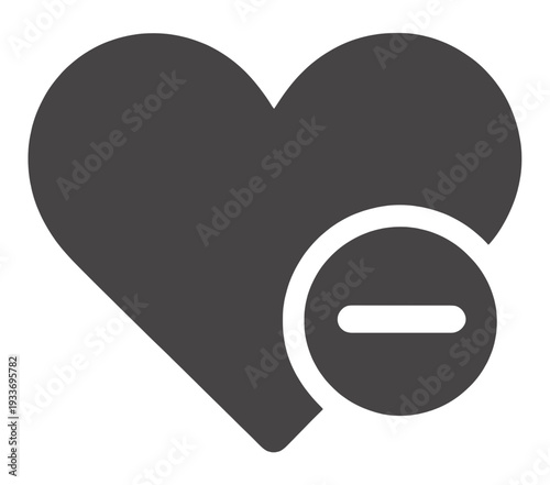Free Download Heart With Minus Sign Filled Vector Icon for App UI - GFXLoad