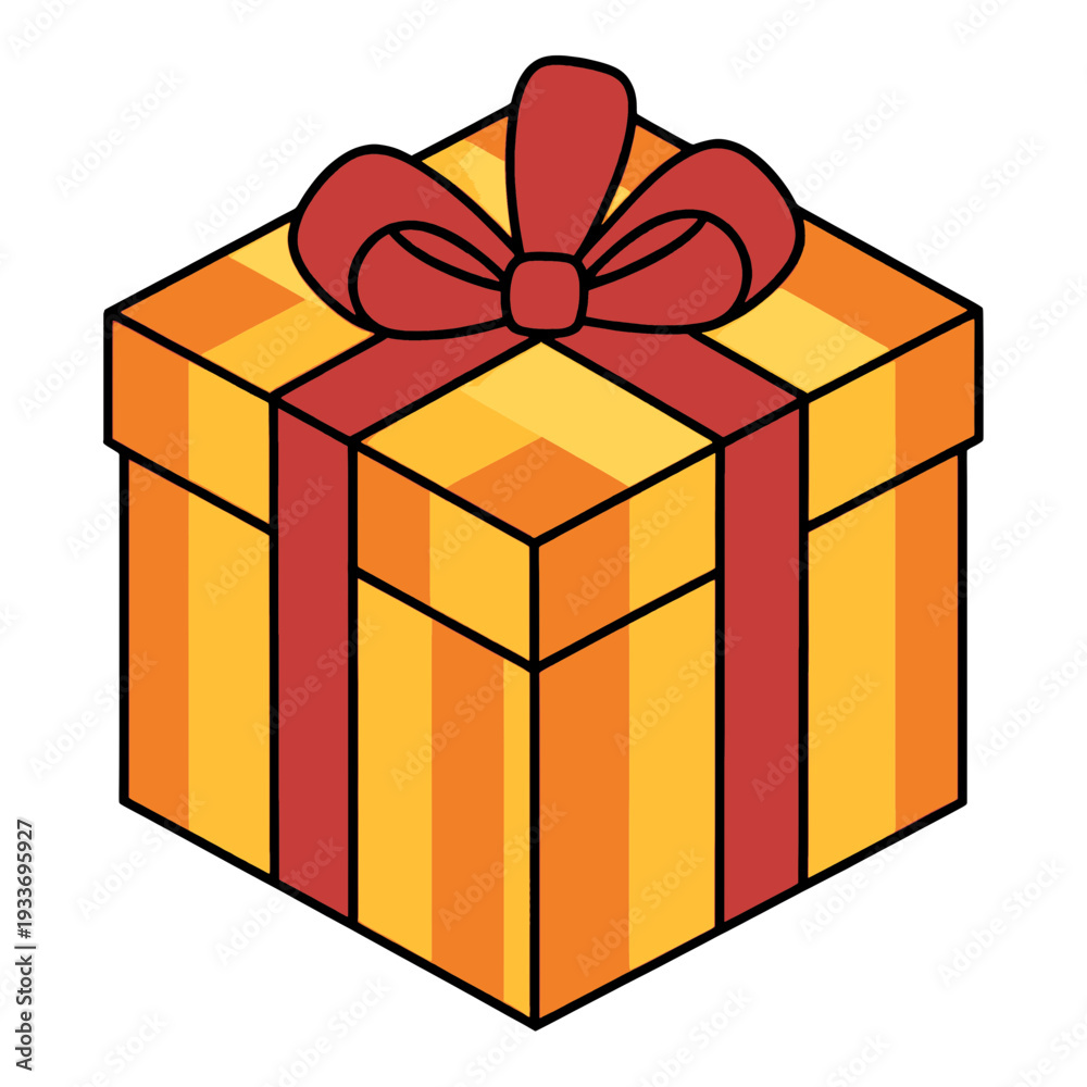 Fototapeta premium Isometric Gift Box with Red Ribbon 3D Icon for Web Interface