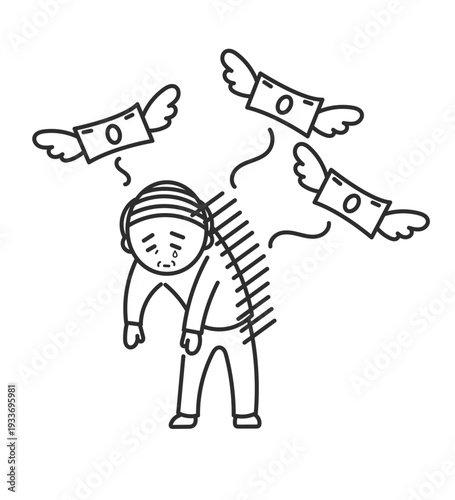 老後破産をするシニア男性のイラスト