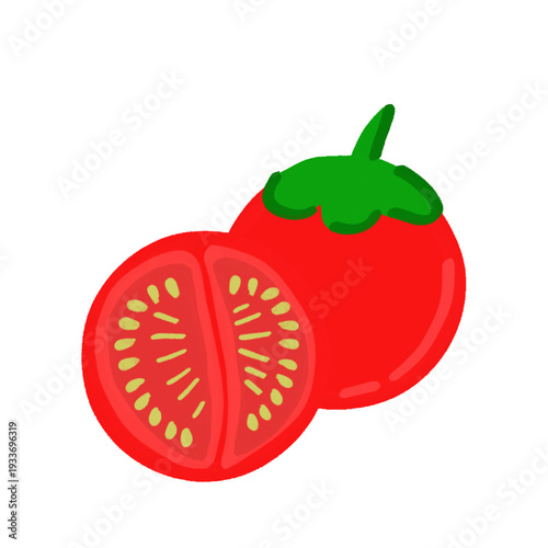red tomato isolated on white background