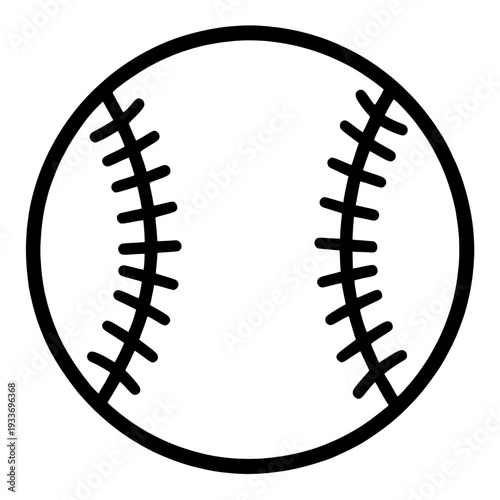 Outline Baseball with Stitched Seam Vector Icon for App UI