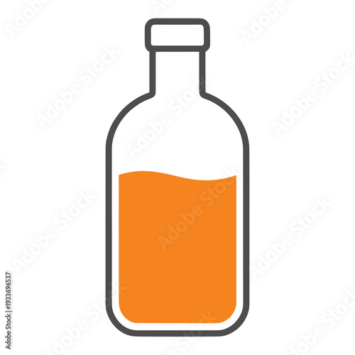 Outline Beverage Bottle With Liquid Level UI Icon for App UI